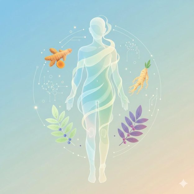 A transparent body with plants and leaves AI-generated content may be incorrect.